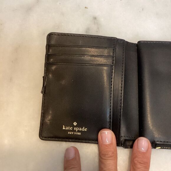 Kate Spade Black Pebble Leather Bifold Wallet - Picture 8 of 13